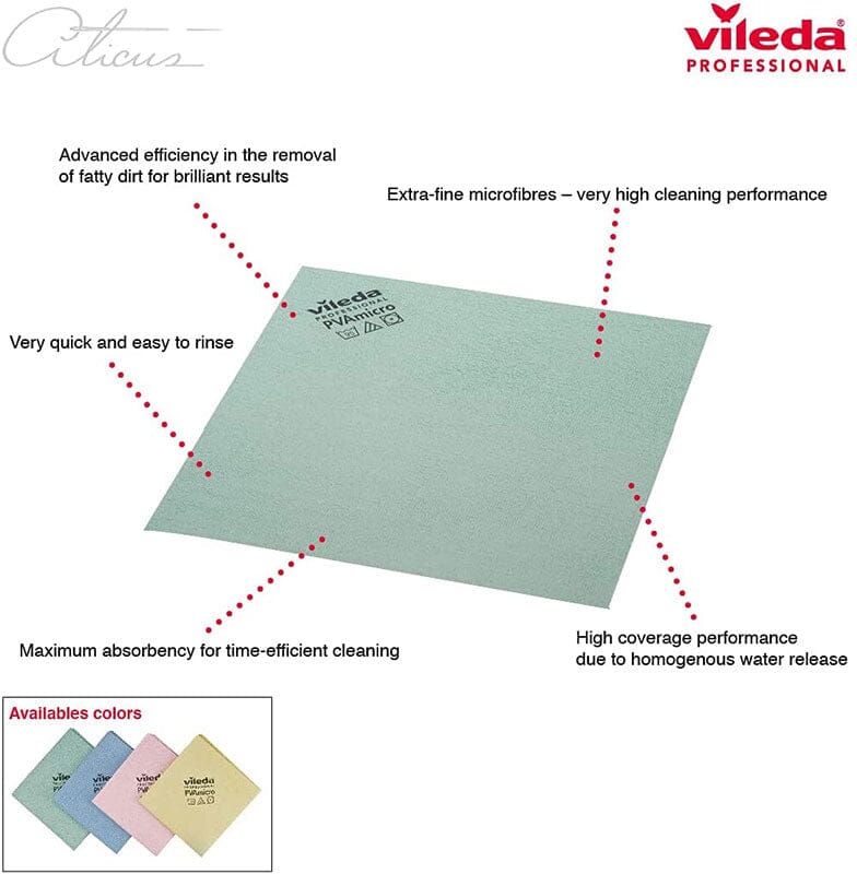 Vileda Professional PVA Microfibre Cleaning Clothes 38cm X 35cm – Australia  Onestop Supplier