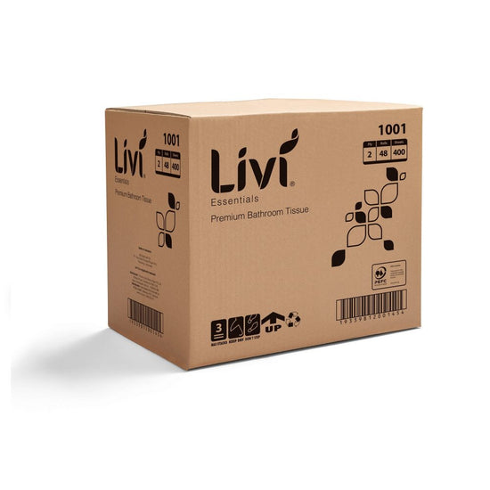 Livi Essentials Toilet Tissue 2 Ply 400 Sheet Carton (48 Rolls)
