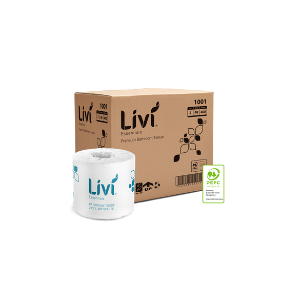 Livi Essentials Toilet Tissue 2 Ply 400 Sheet Carton (48 Rolls)