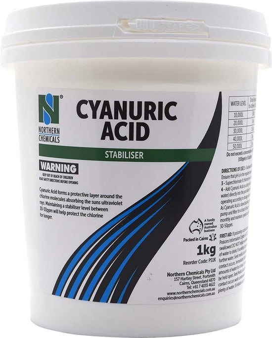 Cyanuric Acid - Bulk (Pool Sunscreen / Stabiliser) Northern Chemicals 1KG 