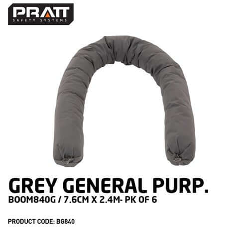 Grey General Purpose Boom 840g / 7.6cm X 2.4m Spill Kits Northern Chemicals  (7342562640043)