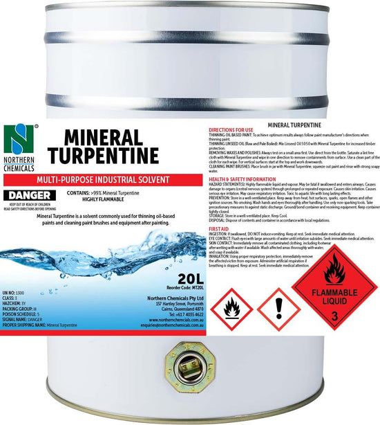 Mineral Turpentine Solvent Northern Chemicals 20L  (6757931385003)