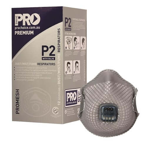 PROMESH - Dust, Mist and Fume Respirator with Valve - P2 / 12 Pack Dust Masks Northern Chemicals  (7347129548971)