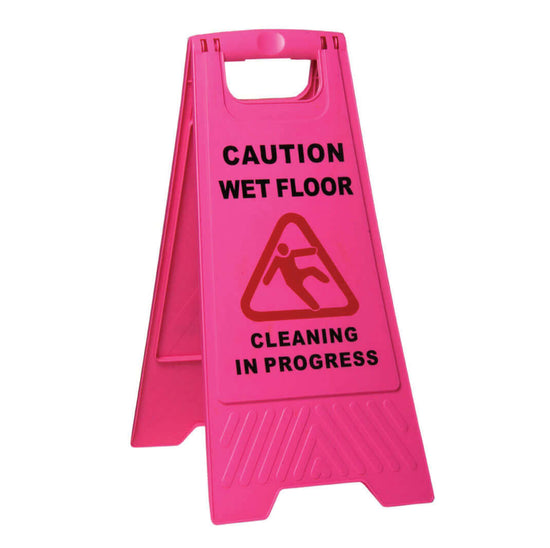 Sabco Caution Wet Floor / Cleaning in Progress Sign Signage Northern Chemicals Pink  (6698187849899)