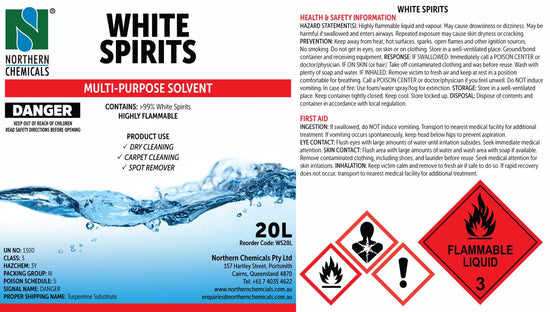 White Spirits Solvent Northern Chemicals 20L  (6757992136875)