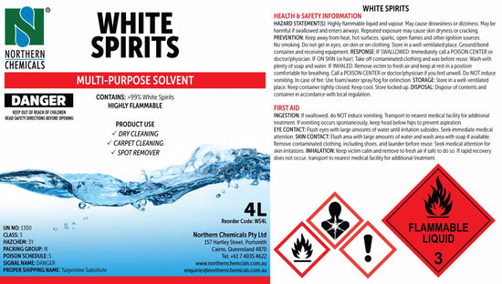 White Spirits Solvent Northern Chemicals 4L  (6757992136875)